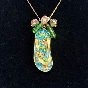 Cloisonné Flip Flop Beaded Cluster Necklace